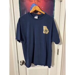 Vintage 1996 Atlanta FBI Olympic Games Hanes Beefy-T Navy Blue Shirt Mens XL